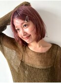 暖色カラー/ピンクブラウン/顔周りレイヤー/ケアブリーチ/渋谷