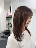 垢抜け!顔まわりレイヤー韓国風ブラウン