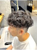 調布メンズ刈り上げマッシュ波巻きスパイラルパーマ強め30代