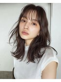 黒髪/グレーベージュ/レイヤーロング/前髪パーマ[新宿駅]