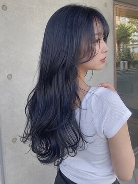 フェンヘアーアイス 中目黒(Fen.hair ici) 夏カラー/ダークブルーxブリーチなしカラーで艶髪