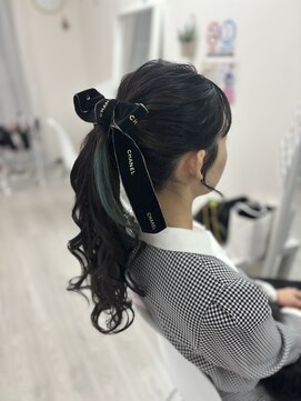 ホワイト(White) ポニーテールおしゃれリボン♪