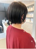 福山人気髪質改善酸性ストレート丸みショートボブ耳掛け20代30代