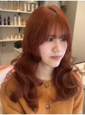 ピンクブラウン　艶髪　髪質改善　韓国風　顔まわり　顔周り
