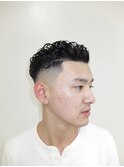メンズカットオールバックパーマバーバースタイル
