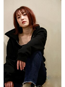 ブルー(blue) ボブ　ピンクブラウン