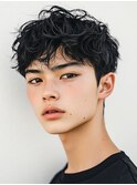 ツイストスパイラルパーマ/マッシュパーマ/刈り上げ/黒髪