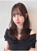 大人可愛い小顔シースルー前髪顔まわりレイヤーカットストレート
