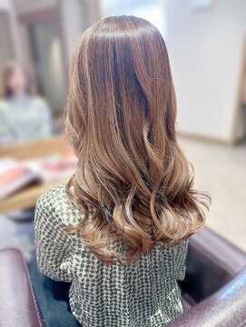 ユウヘアー 石川橋店(U Hair) セミロング 全頭ハイライト ベージュカラー