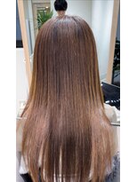 アム 表参道(am)&nbsp;小顔薄めバンググレージュレイヤーロング前髪パーマ黒髪