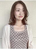 インナーピンクベージュにリバースカールと外ハネMIX