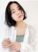 パーマ風ふわふわワンカールボブ