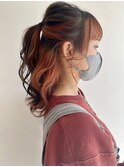 インナーカラーハーフアップアレンジ