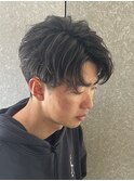 メンズセンターパート韓国コンマスタイル毛流れパーマニュアンス