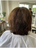 くせ毛簡単スタイリング大人可愛いミディアムナチュラルブラウン
