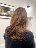 レイヤーワインレッドチェリーレッド髪質改善ブリーチ縮毛矯正