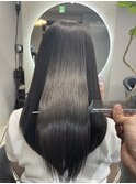 ★小顔前髪ワンカールレイヤーカット黒髪ネビージュボブルフ