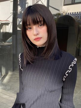 オムニス 表参道(Omnis) 暗髪黒髪韓国ヘアミディアムレイヤーカットイメチェン小顔前髪