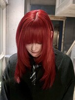 ヲタク(wotaku.)&nbsp;レッドカラーレッドヘアチェリーレッドブリーチカラー赤髪ウルフ