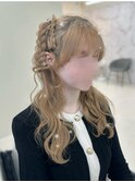 推し活ヘア/お呼ばれヘアセット/ハーフツイン編みおろし
