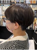 大人マッシュショート丸みショート黒髪ショートベリーショート