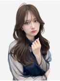 韓国風サイドバング艶感アッシュグレージュヨシンモリヘア
