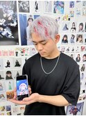 鶴乃つるホワイトアッシュレッドメッシュメンズカット