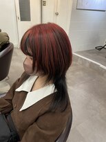 ラフ 原宿(L.a.a.g.f harajuku)&nbsp;アンブレラカラーレッド×ブラック クラゲヘアー＠原宿