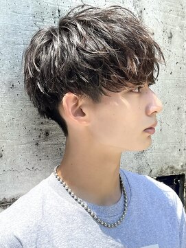 アーリー(Ali'i) ソフトツイストパーマ韓国マッシュブルーブラックメンズショート