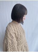 ＃洗練されたライン。艶めく暗髪の切りっぱなしボブ
