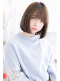 シースルーバング前下がり♪小顔ミディアムボブa1