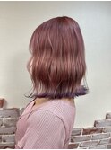 ピンク裾カラー/ブリーチ/ハイトーン/韓国/ヘアセット/カット