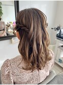 ハーフツイン ヘアセット お呼ばれヘア
