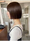 ダークブラウンあごラインボブ髪質改善縮毛矯正ブリーチなし