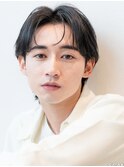 メンズセンターパートニュアンスパーマ韓国風マッシュウルフ