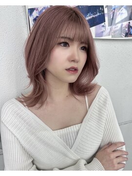 ファーレンピュア(FAHREN PURE) ピンクベージュ／ダブルカラー／韓国ヘア／ミディアム／和光市