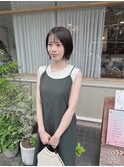 くびレイヤー/愛されショートボブ/うる艶黒髪/小顔シースルー