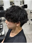 メンズカットパーマ波巻きスパイラルパーママッシュ刈り上げ