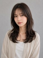 ラックスビーギャラリー なんば駅前店(LUXBE GALLERY) 髪質改善 ダークブラウン 外ハネくびれ大人ミディアム