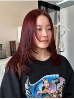 グラムテン 西尾店(gram)&nbsp;バタフライカット_レイヤーカット_ワインレッド_R8104