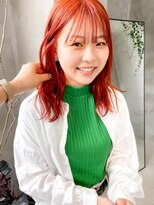 テトヘアー(teto hair)&nbsp;コーラルピンクカラーコーラルオレンジカラーボブ