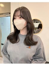 シーン(SCEN) 韓国　レイヤーロング　グレージュカラー