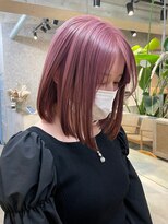 ダブルカラーピンクベージュインナーカラーローライトオージュア