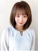 大人かわいい 小顔 ショートボブ 前下がりボブ くびレイヤー
