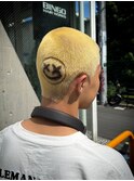 1945渋谷メンズカットハイトーンカラーバーバーフェードボウズ