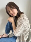 くびれヘア 前髪カット ブラウンベージュ 顔周りカット 外ハネ