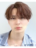 韓国ヘアコンマバング韓国マッシュセンターパートフェザーパーマ