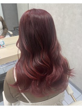 ブリーチなし透明感ダブルカラー×小顔レイヤー