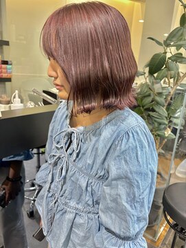 ケンジ 横浜(KENJE) ボブ/ウェーブ巻き/ピンクベージュ/ベージュ/ブリーチなし