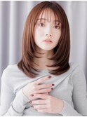 フレンチバングハッシュカット美髪ワンホンレイヤー20代30代X